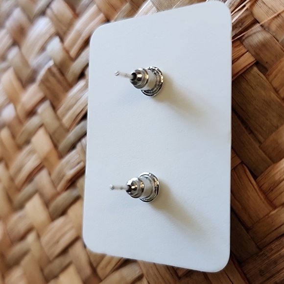 Southwestern Simulated Turquoise Stud Earrings - Picture 3 of 5